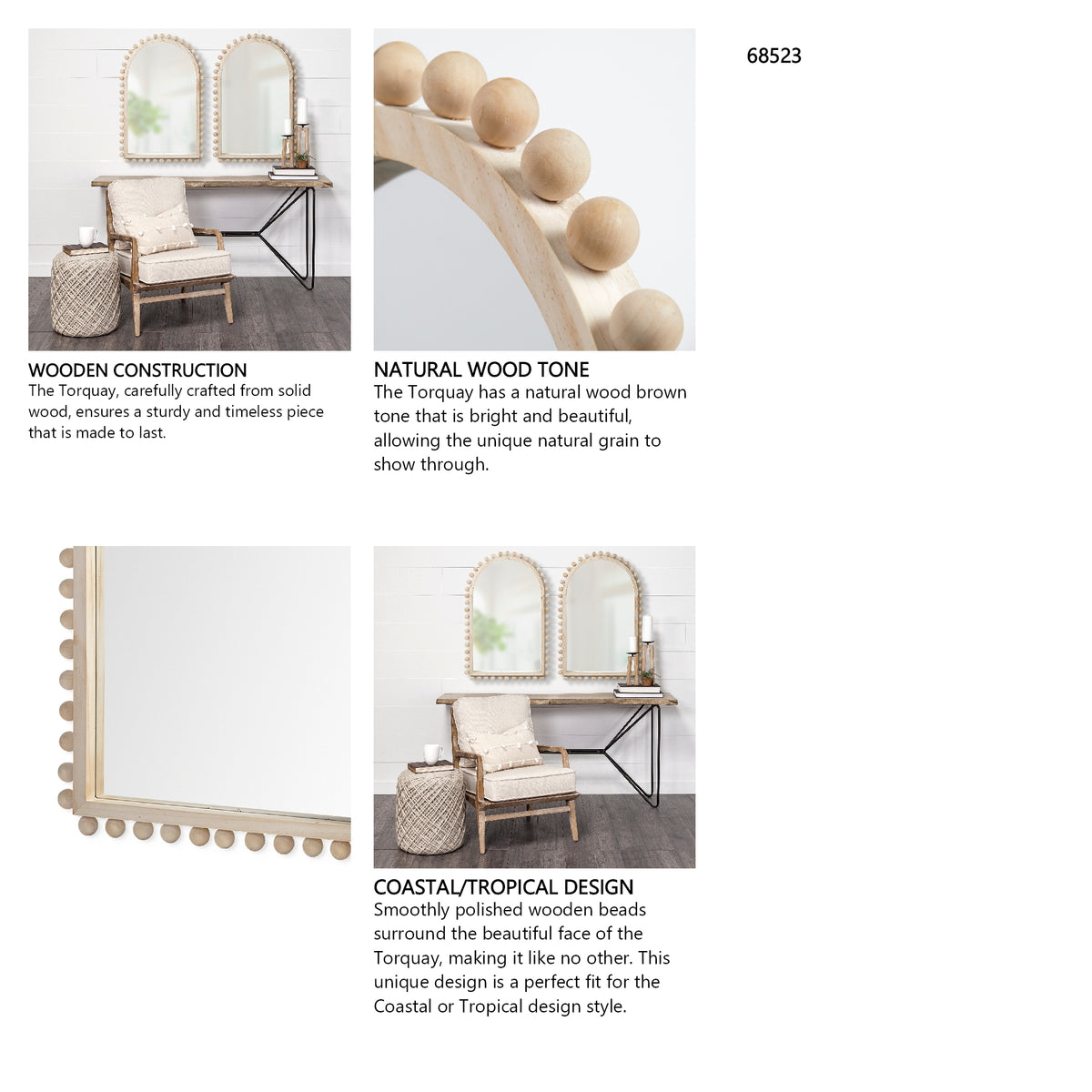 Leeds 23L x 35H Natural Wood Arch Frame Mirror