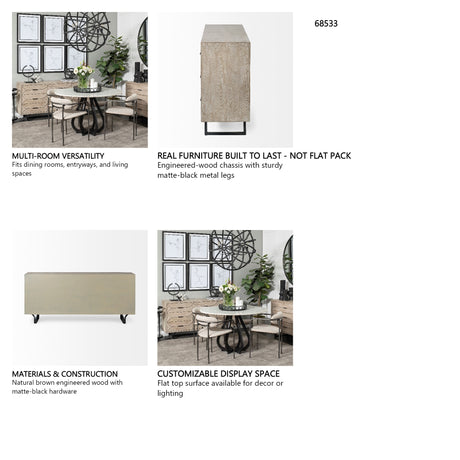 Giselle II Brown Fir Veneer W/Black Metal Leg 9 Drawer Sideboard from Mercana - Luna Furniture