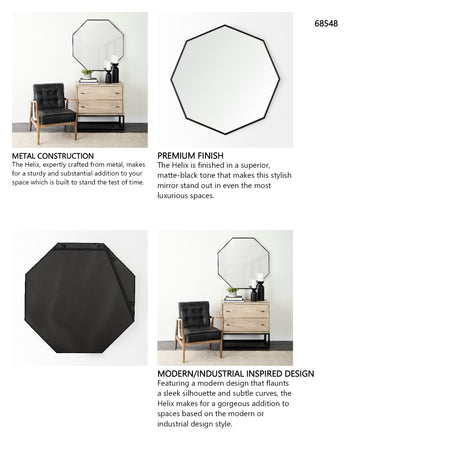 Helix 37" Octogon Black Metal Frame Mirror from Mercana - Luna Furniture