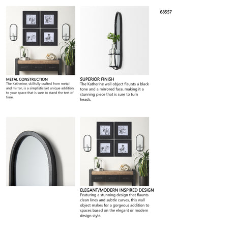 Katherine Wall Mounted Mirror w Glass Bottle for Botanicals or Floral from Mercana - Luna Furniture