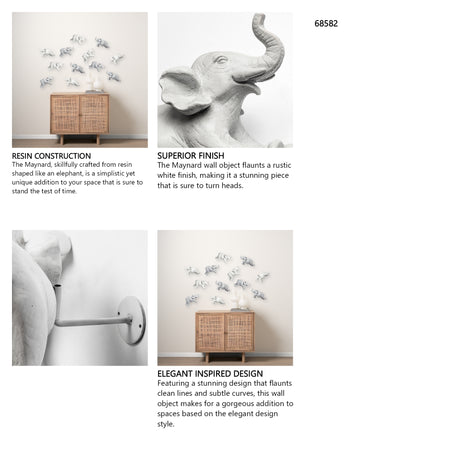 Maynard Set of 2 White Elephant Wall Decorations from Mercana - Luna Furniture