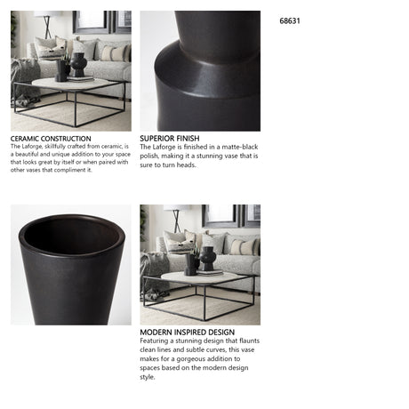 Laforge Black Ceramic Vase from Mercana - Luna Furniture