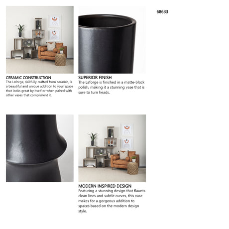 Laforge III Black Ceramic Vase from Mercana - Luna Furniture