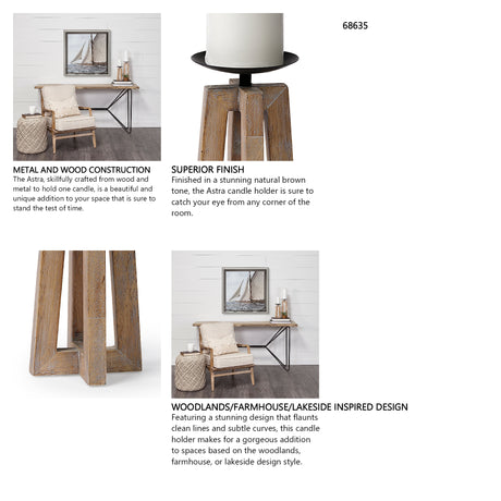 Astra Small Light Brown Wood Pedestal Base Table Candle Holder from Mercana - Luna Furniture