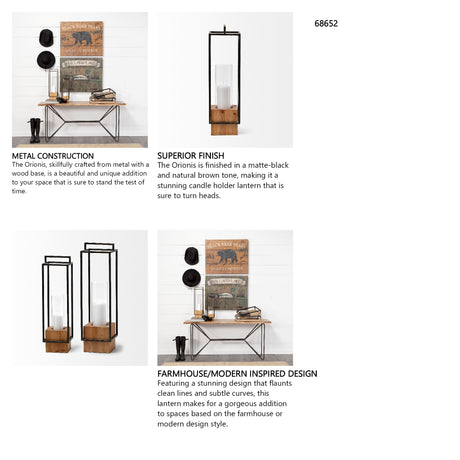 Orionis Large Wood w/ Black Metal Lantern Candle Holder from Mercana - Luna Furniture