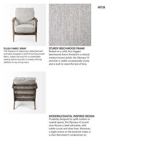 Olympus VI Frost Grey Fabric Wrapped Wooden Frame Accent Chair from Mercana - Luna Furniture