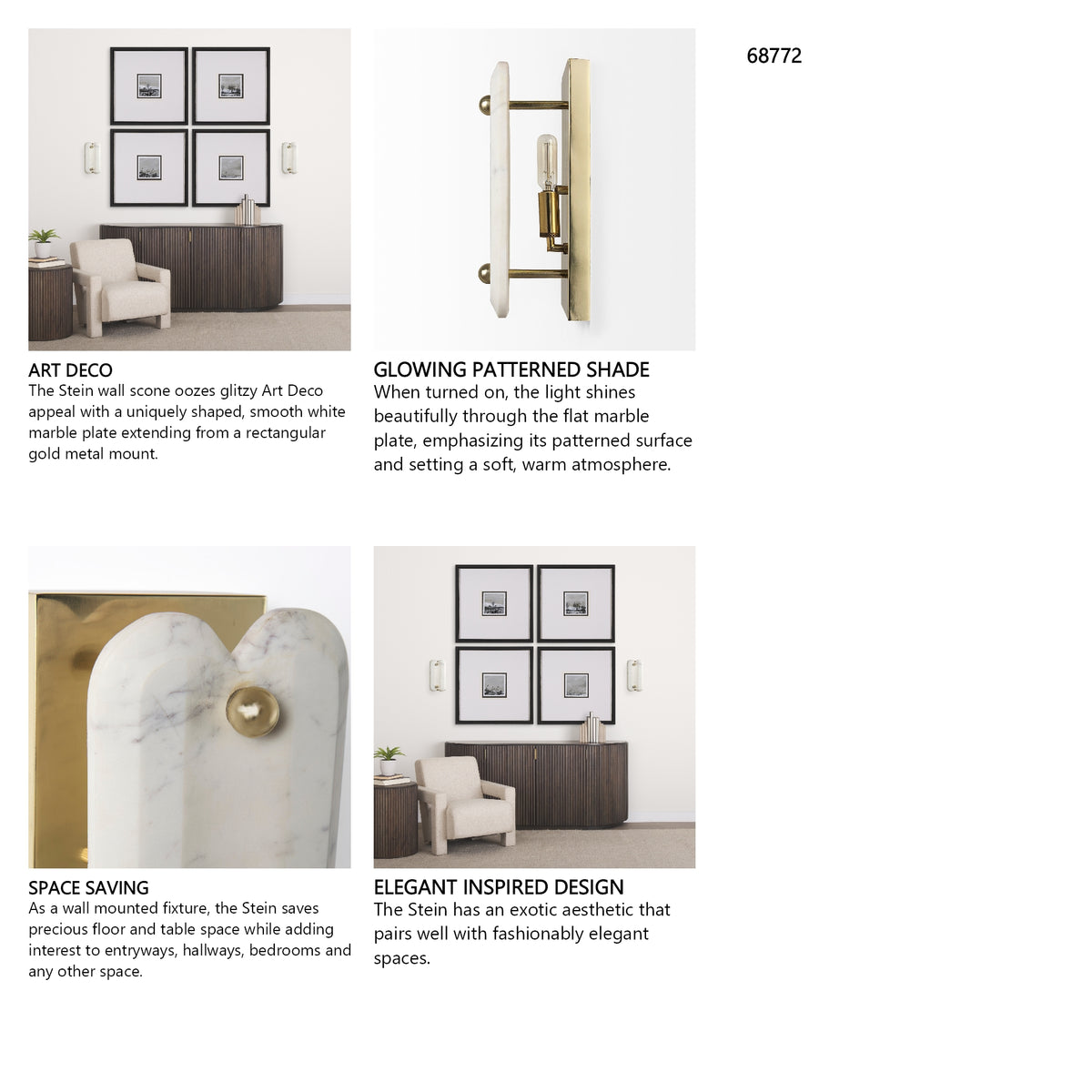 Stein 5L x 6W Gold W/ White Marble Shade Wall Sconce from Mercana - Luna Furniture