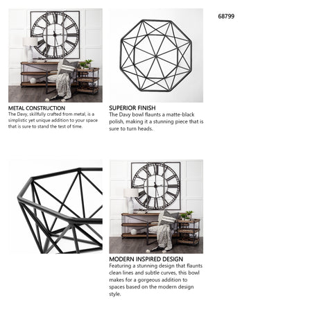 Davy 17L x 17W Black Metal Large Hexagonal Bowl from Mercana - Luna Furniture