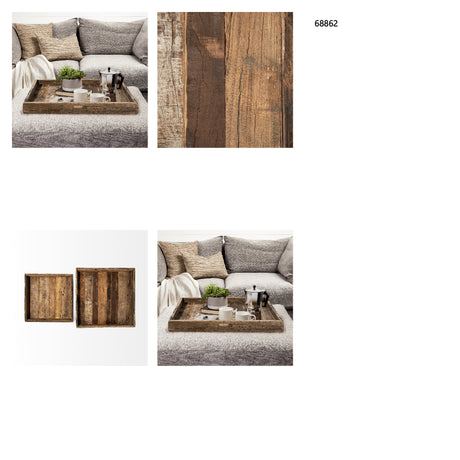 Carson (Large) 30L x 30W Brown Reclaimed Wood Tray from Mercana - Luna Furniture