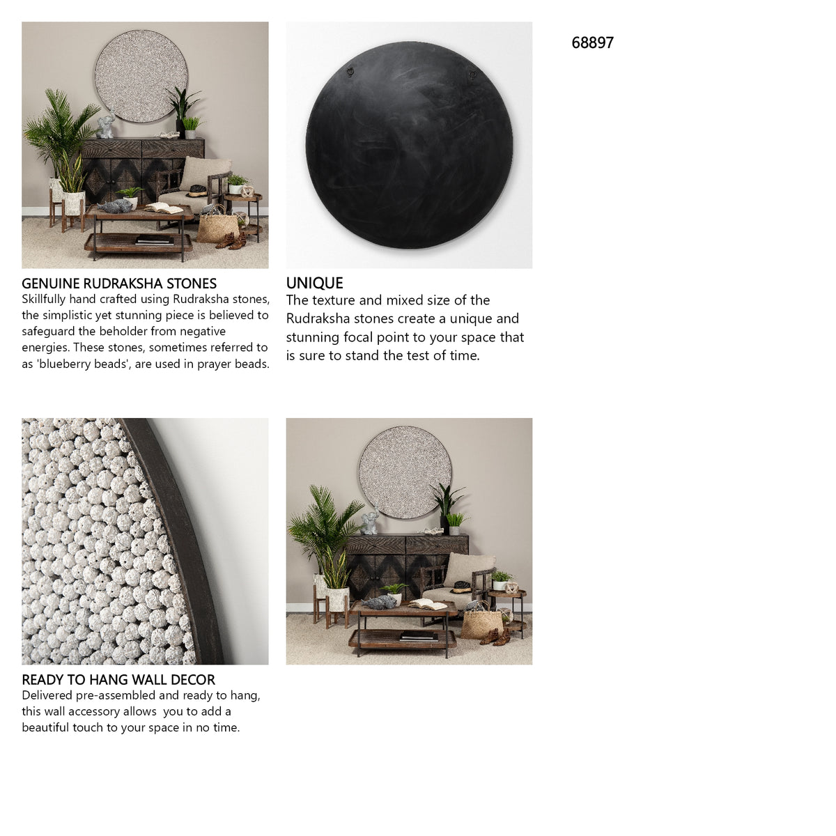 Varoona Decorative Wall Object featuring Rudraksha Stones