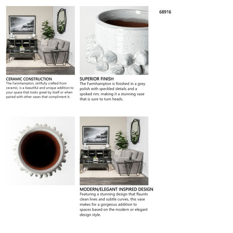 Farmhampton Large Gray Spoked Ceramic Vase from Mercana - Luna Furniture