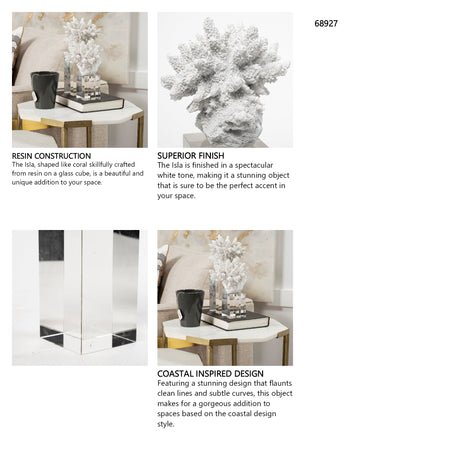 Isla (Large) 5L x 5W White Replica Resin Coral On Clear White Glass from Mercana - Luna Furniture