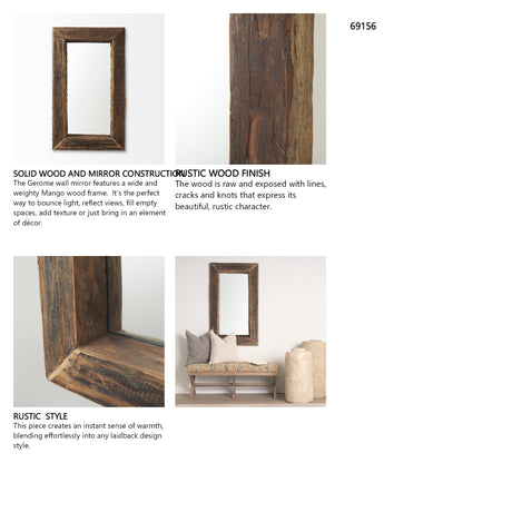 Gerome 28 x 48 Brown Wood Frame Rectangular Wall Mirror from Mercana - Luna Furniture