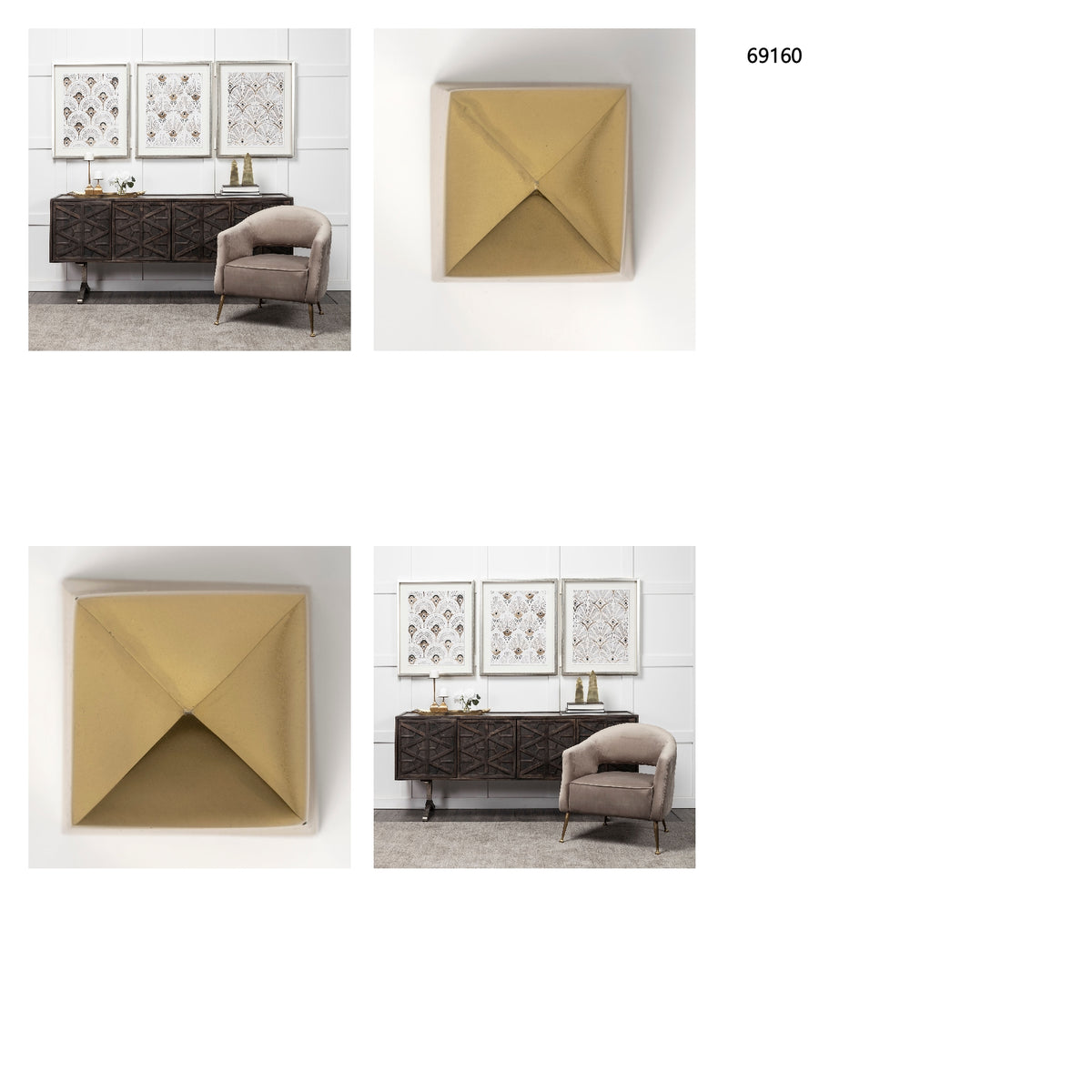 Giza (Set of 2) 4L x 4W Gold Elongated Pyramids from Mercana - Luna Furniture