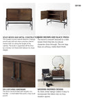 Glenn 38L x 16W x 30H Dark Brown Wood w/ Black Iron Frame, 2 Door Accent Cabinet from Mercana - Luna Furniture
