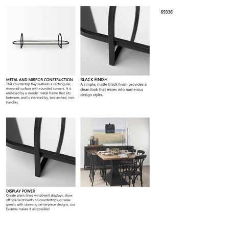 Evianna 30L x 7W x 7H Mirrored W/Black Metal Frame Tray from Mercana - Luna Furniture