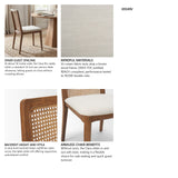 Clara Light Brown Beech Wood W/ Cream Fabric Seat and Cane Back Armless Dining Chair, Set of 2 from Mercana - Luna Furniture