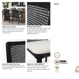 Clara Black Beech Wood W/ Cream Fabric Seat and Cane Back Armless Dining Chair, Set of 2 from Mercana - Luna Furniture