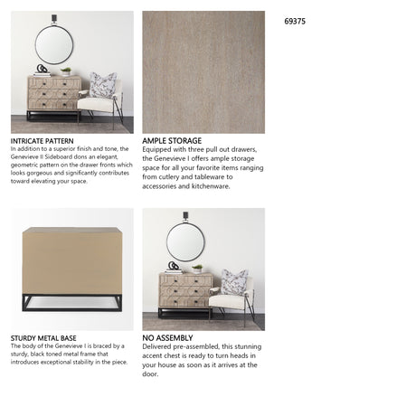 Genevieve I 39L x 16W Light Brown Fir Veneer 3 Drawer Accent Cabinet from Mercana - Luna Furniture