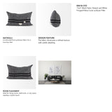 Sibyl 13x21 Black Fabric Striped and White Fringed Pillow Cover w/Down Filler, Set of 2 from Mercana - Luna Furniture