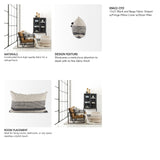 Thalia 13x21 Black and Beige Fabric Striped w/Fringe Pillow Cover w/Down Filler, Set of 2 from Mercana - Luna Furniture