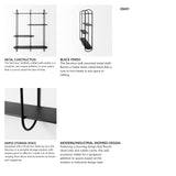 Decimus 36.6L x 8.7W x 45.7H Black Metal Wall Mounted 3 Tiered Shelf from Mercana - Luna Furniture