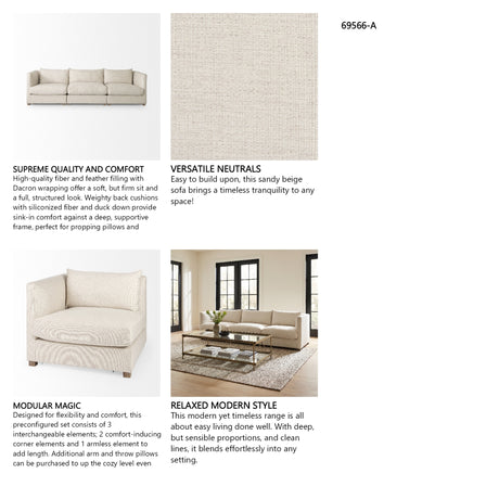 Valence 3 Piece Beige Modular Sofa Set from Mercana - Luna Furniture