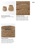 Hayes 17.7L x 17.7W x 11.8H (Set of 2) Medium Brown Seagrass Round Basket with Stripe Pattern from Mercana - Luna Furniture