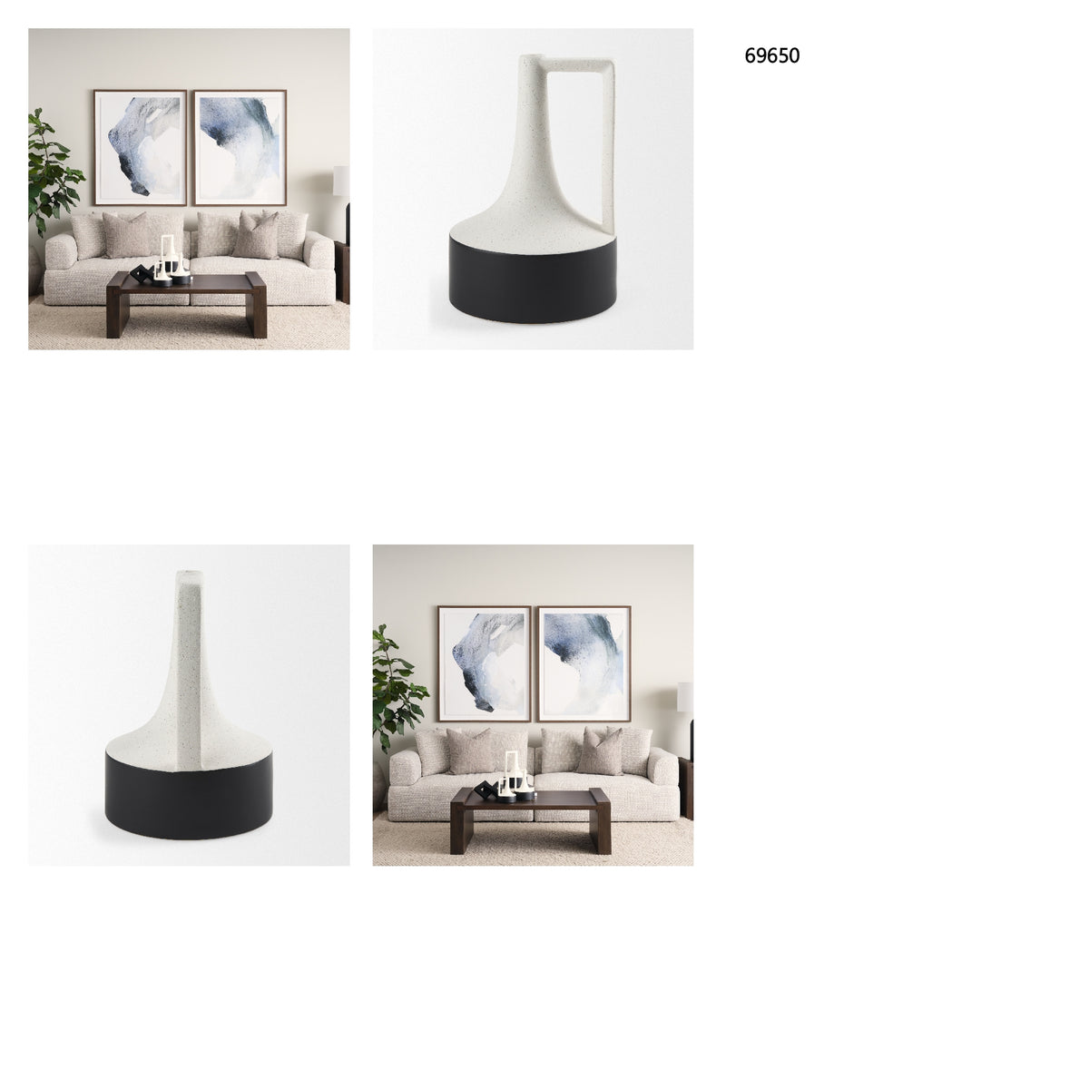 Burton 13.1H Large White and Black Ceramic Jug Vase from Mercana - Luna Furniture