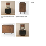Grace 35.5L x 18.0W x 31.0H Medium Brown Wood W/Black Metal Frame 3 Drawer Accent Cabinet from Mercana - Luna Furniture