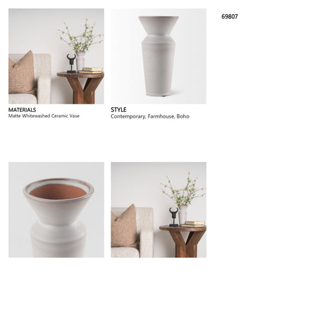 Esme 4.5L x 4.5W x 10.4H Whitewashed Ceramic Vase from Mercana - Luna Furniture