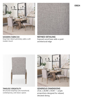 Palisades Gray Upholstery w/ Solid Wood Armless Dining Chair, Set of 2 from Mercana - Luna Furniture