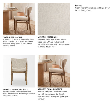 Cline Cream Fabric Upholstered and Light Brown Wood Dining Chair, Set of 2 from Mercana - Luna Furniture