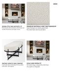 Amelia 55.0L x 18.0W x 18.0H Cream Boucle W/Black Metal Upholstered Bench from Mercana - Luna Furniture