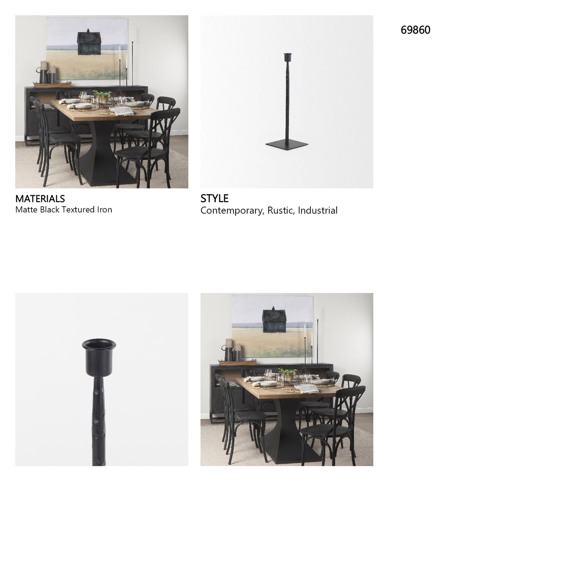 Porter 4.5L x 4.5W x 12.0H Small Black Iron Candle Holder from Mercana - Luna Furniture