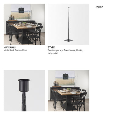 Porter 6.0L x 6.0W x 30.0H Large Black Iron Candle Holder from Mercana - Luna Furniture