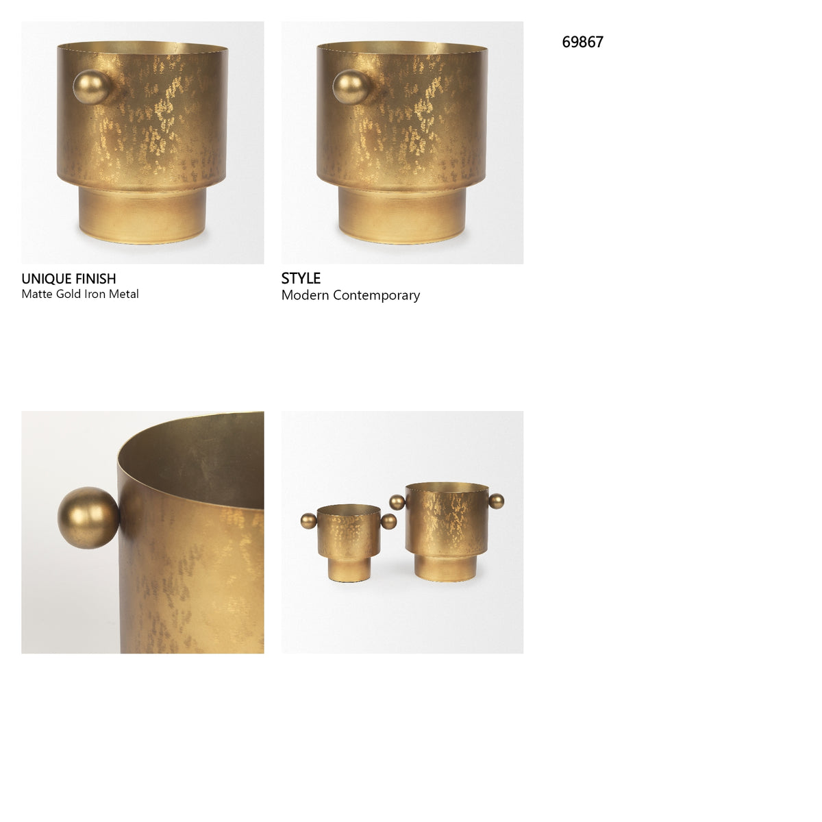 Juno 8.5H Large Gold Iron Vase from Mercana - Luna Furniture