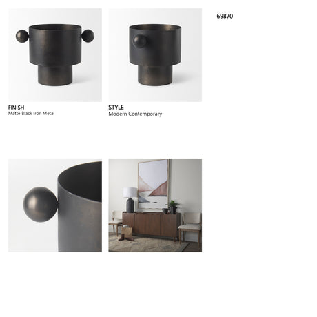 Juno 6.5H Medium Black Iron Vase from Mercana - Luna Furniture