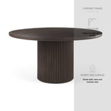 Terra 60L x 60W x 30H Dark Brown Wood Round Fluted Dining Table from Mercana - Luna Furniture