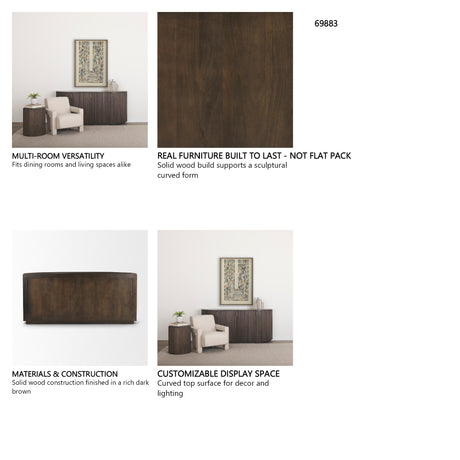 Terra 72L x 18W x 32H Dark Brown Wood Fluted Sideboard from Mercana - Luna Furniture