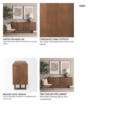 Grier Medium Brown Solid Wood W/Cane Sideboard from Mercana - Luna Furniture