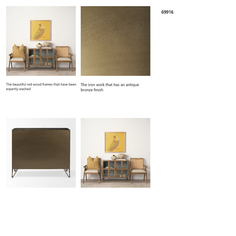 Pandora Dark Brass Metal W/Red Wood 2 Door Accent Cabinet from Mercana - Luna Furniture