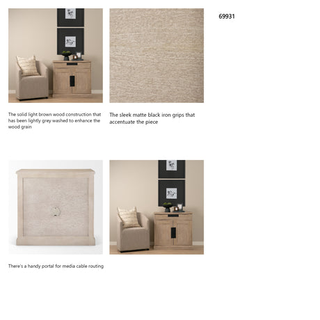 Braxton 33.5L x 18.5W x 31.5H Beige Wood W/Black Accents 2 Door Accent Cabinet from Mercana - Luna Furniture