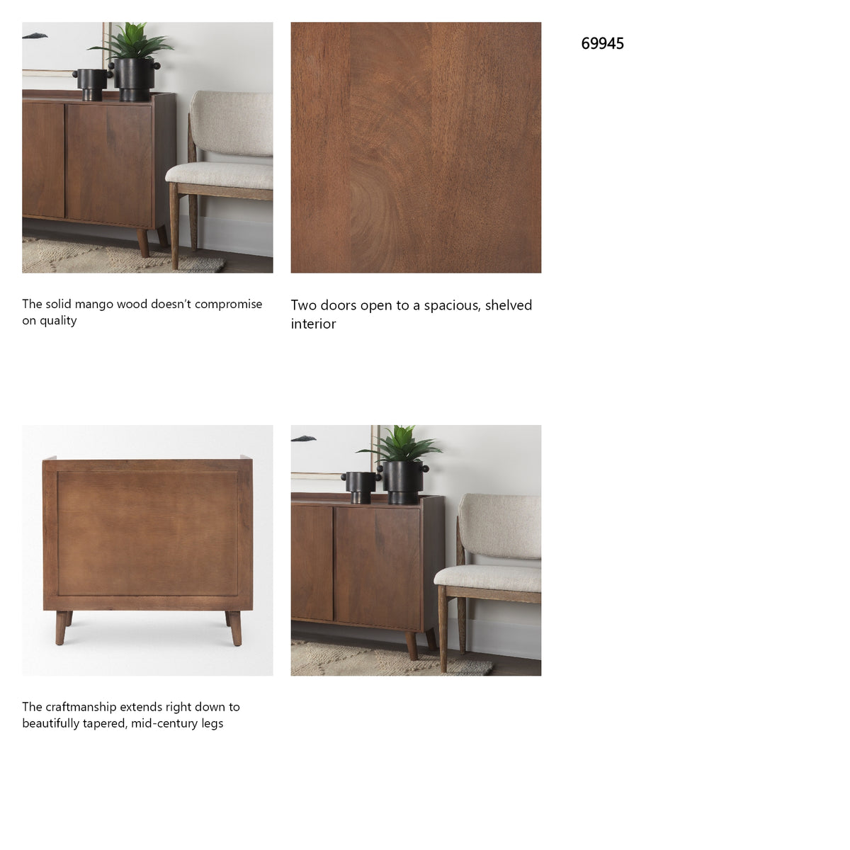 Lillie 36.0L x 16.0W x 32.0H Medium Brown Wood 2 Door Tray Top Accent Cabinet from Mercana - Luna Furniture
