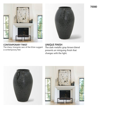 Kora Medium Dark Metallic Double Ear Vase from Mercana - Luna Furniture