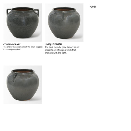Kora Short Dark Metallic Double Ear Vase from Mercana - Luna Furniture