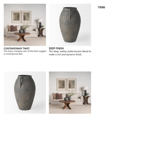 Kilian Medium Brown-Gray Double Ear Vase from Mercana - Luna Furniture