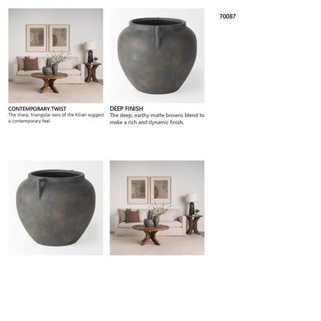 Kilian Short Brown-Gray Double Ear Vase from Mercana - Luna Furniture