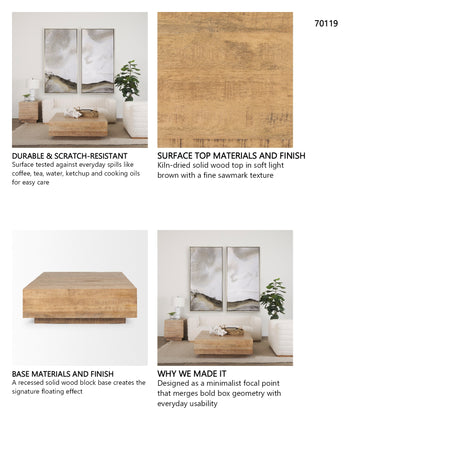Hayden Light Brown Wood Square Coffee Table from Mercana - Luna Furniture