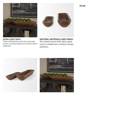 Athena Set of 2 Extra Large Medium Brown Reclaimed Wood Trays from Mercana - Luna Furniture